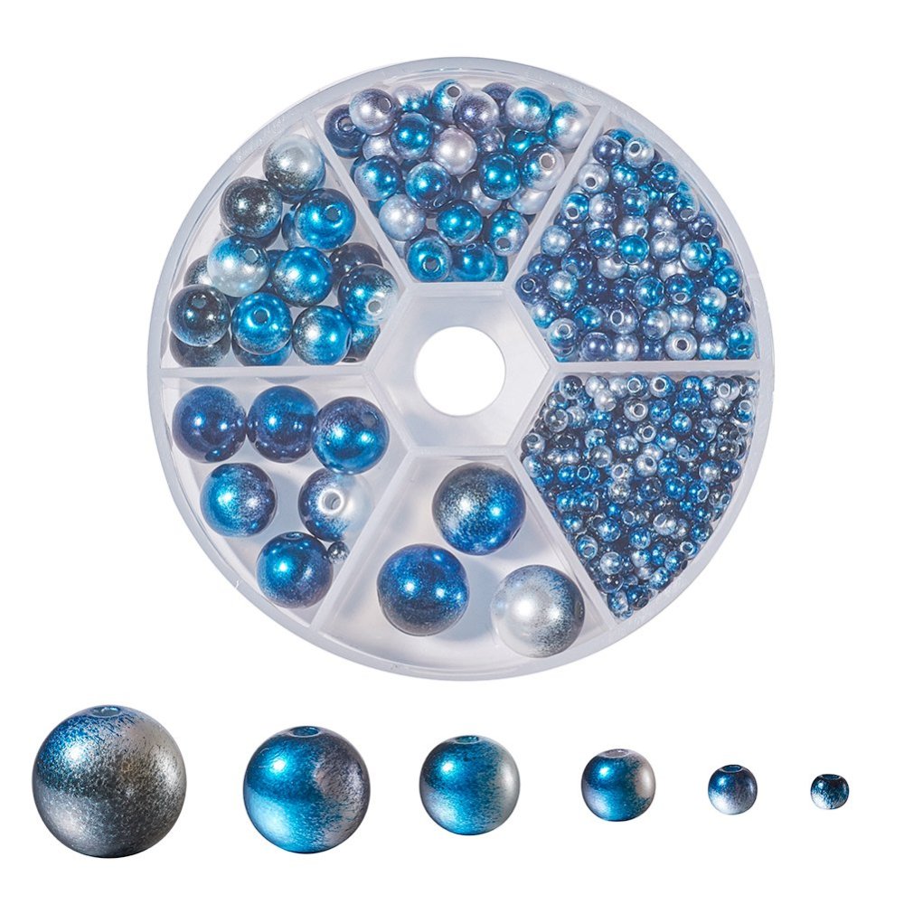 'Midnight Blue' Mermaid gradient beads box, 564pcs in 3mm-12mm sizes