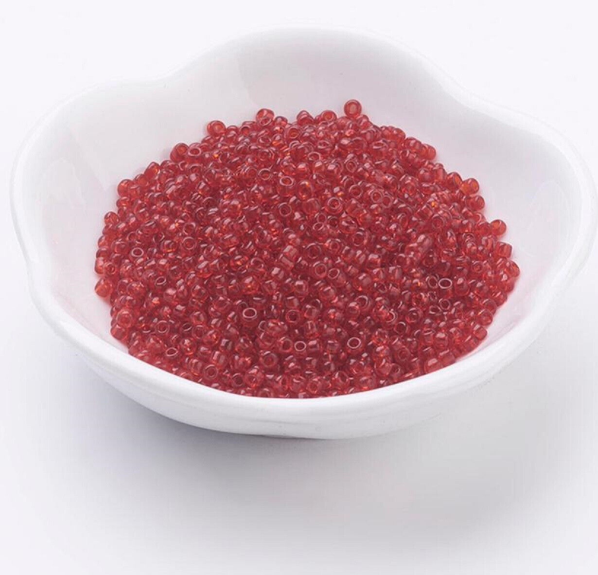2mm translucent crimson red glass seed beads, 50g