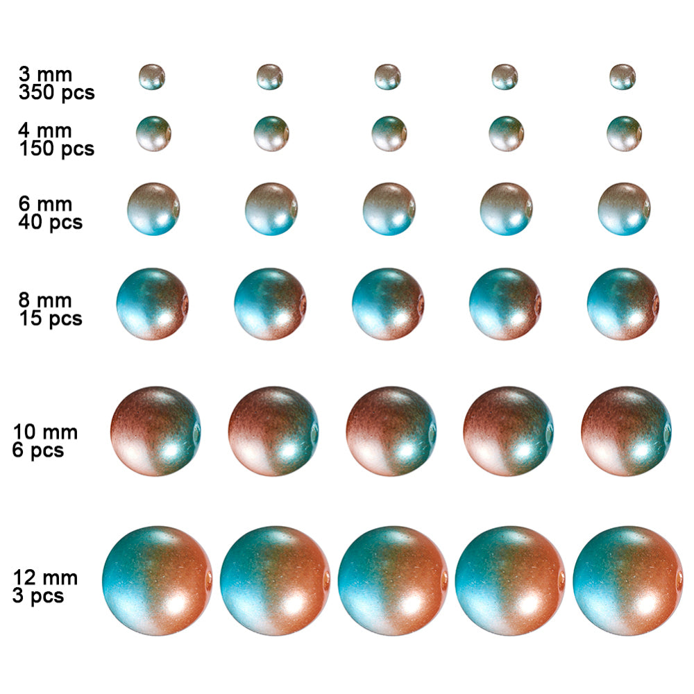 'Dawn Sky' mermaid gradient beads box, 564pcs in 3mm-12mm sizes
