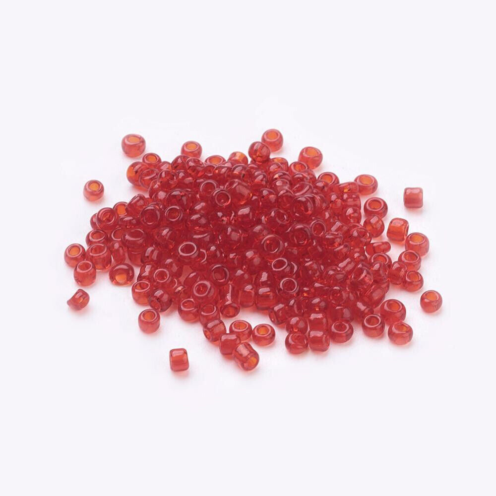 2mm translucent crimson red glass seed beads, 50g