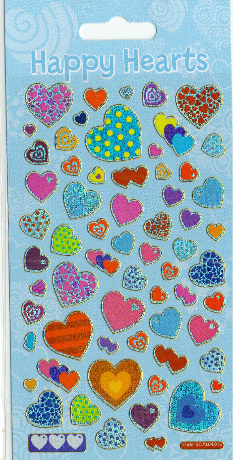Glittery heart stickers, single sheets or mixed packs of various pretty patterns.