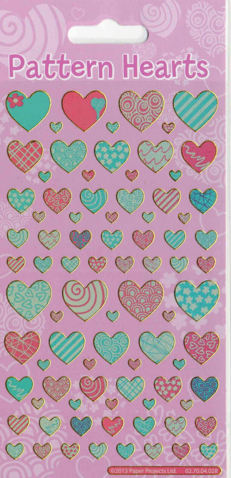 Glittery heart stickers, single sheets or mixed packs of various pretty patterns.