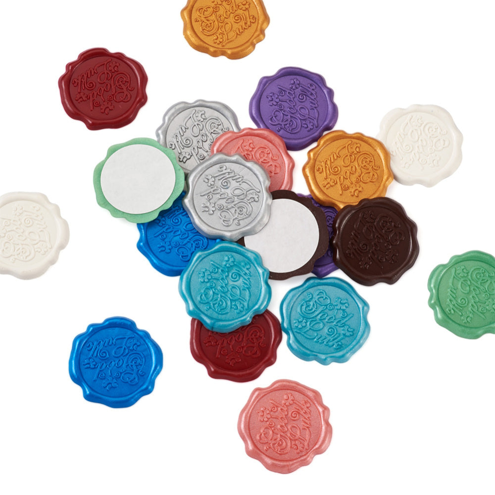 20pcs "GOOD LUCK" Wax seal stickers w/ adhesive backing, for cards, invitations