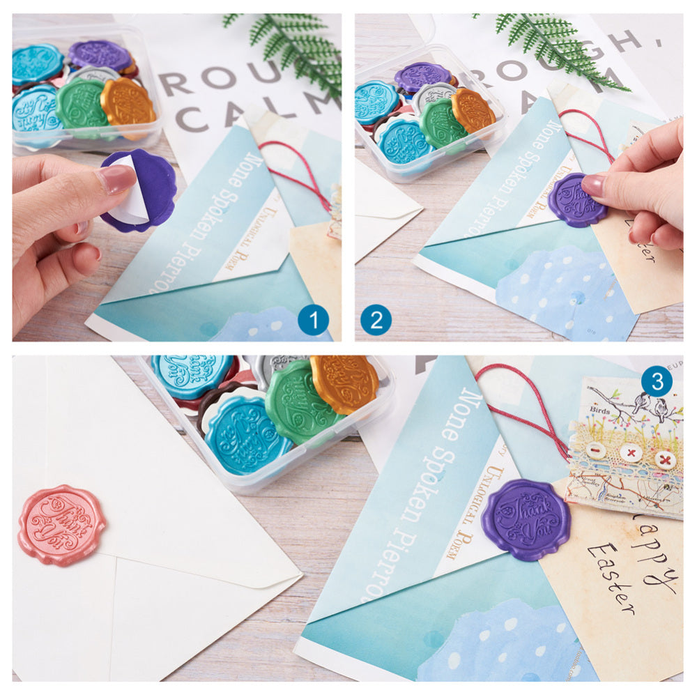 20pcs "GOOD LUCK" Wax seal stickers w/ adhesive backing, for cards, invitations