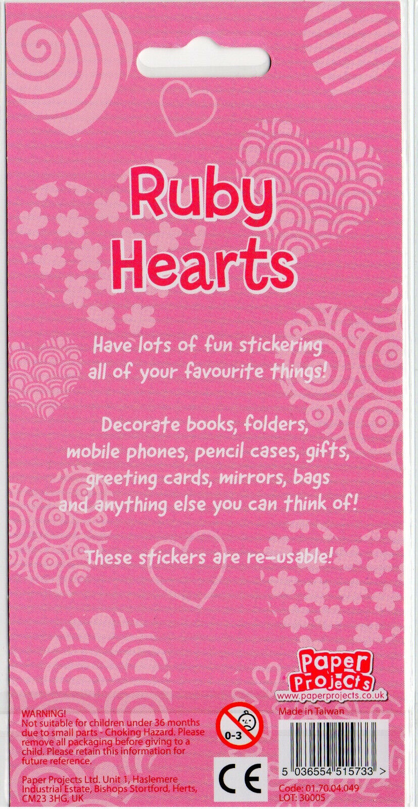 Glittery heart stickers, single sheets or mixed packs of various pretty patterns.
