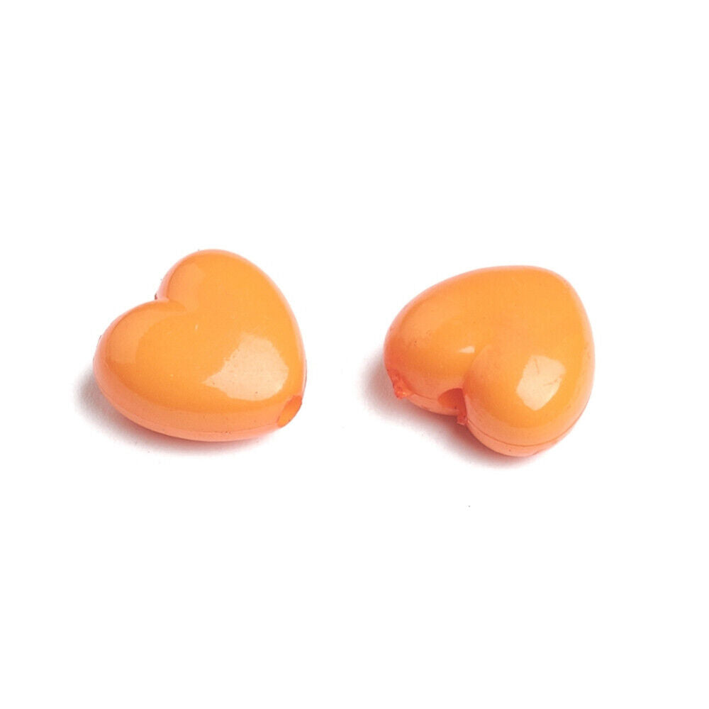 100pcs mixed heart beads, 10mm x 11mm opaque