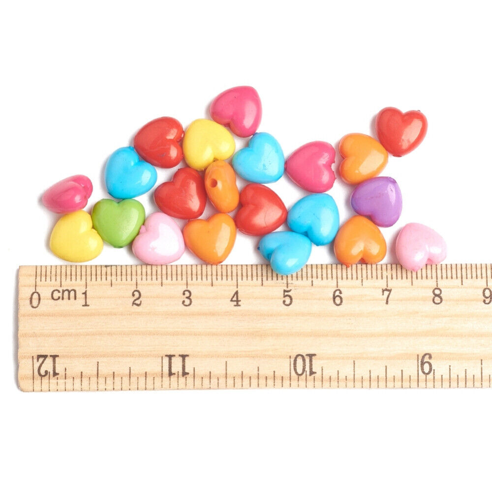 100pcs mixed heart beads, 10mm x 11mm opaque