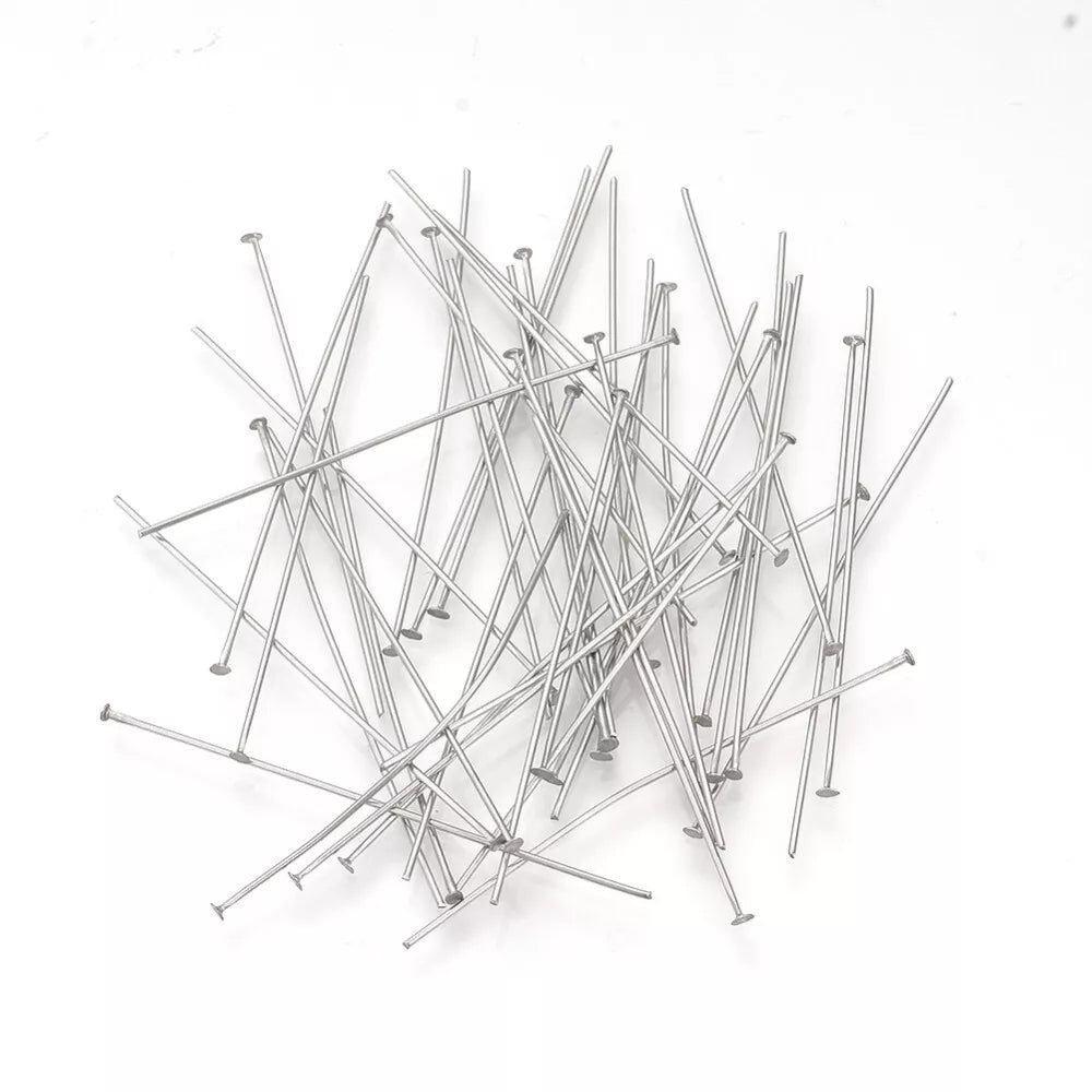 200pcs dark silver tone 30mm iron head pins