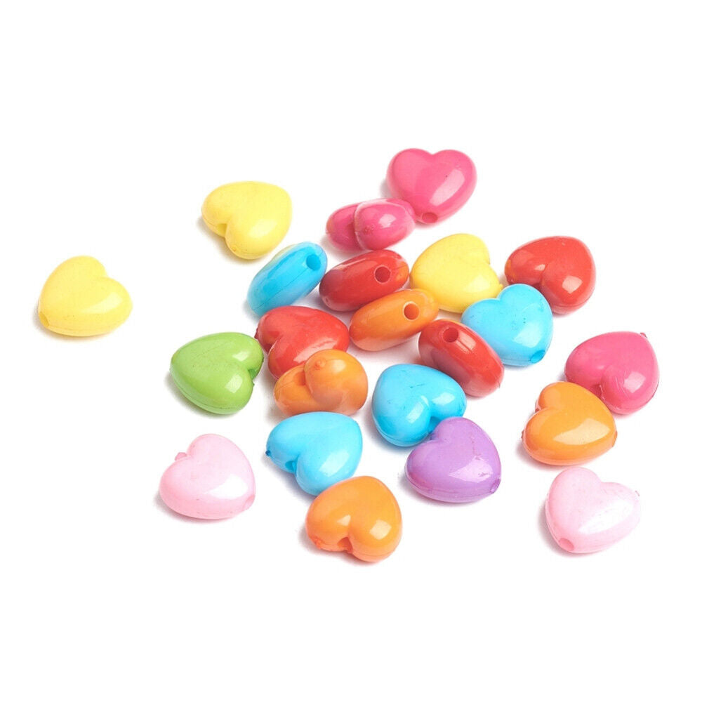 100pcs mixed heart beads, 10mm x 11mm opaque