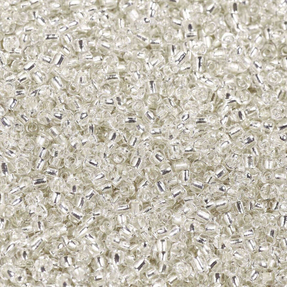 2mm silver lined clear glass seed beads, 50g - 1kg