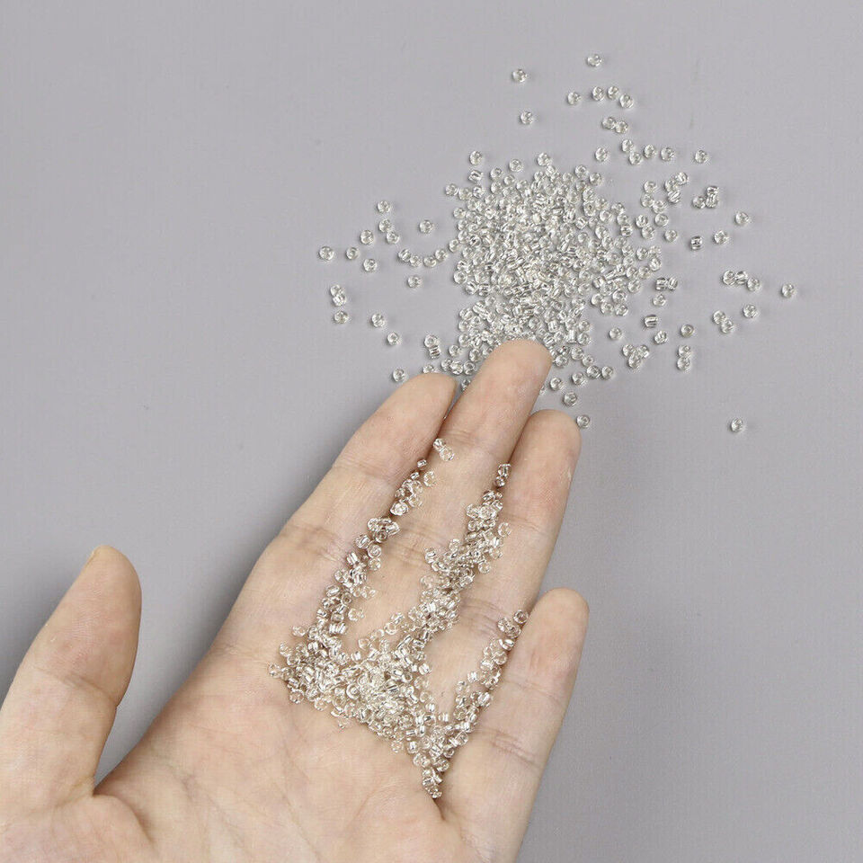 2mm silver lined clear glass seed beads, 50g - 1kg