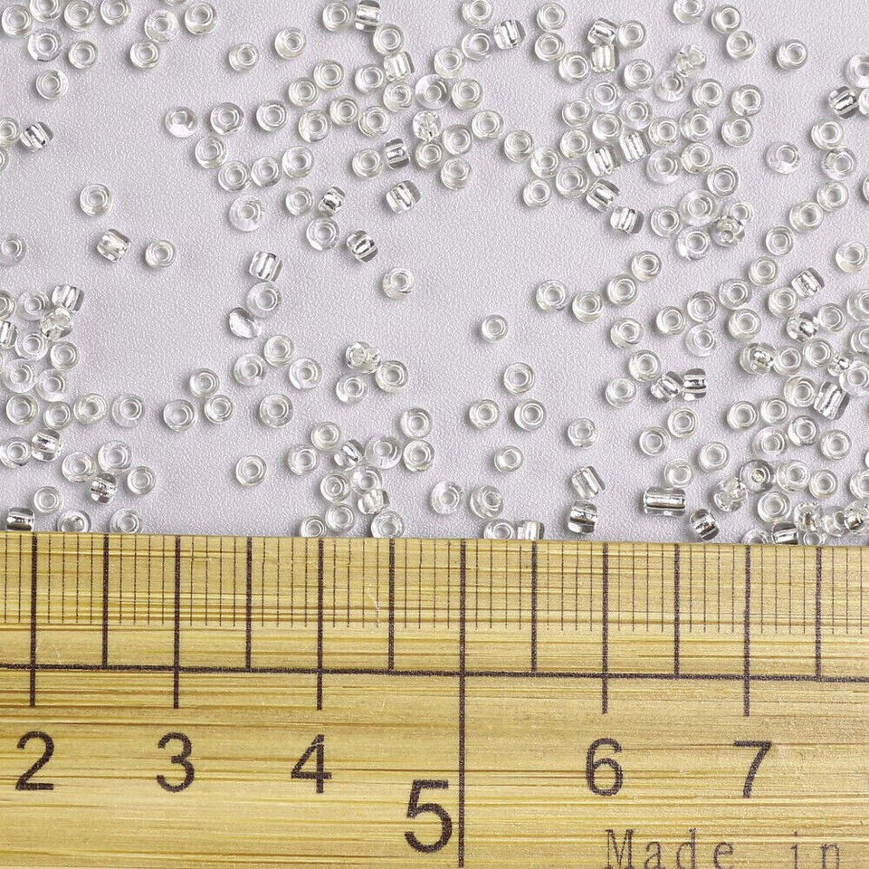 2mm silver lined clear glass seed beads, 50g - 1kg
