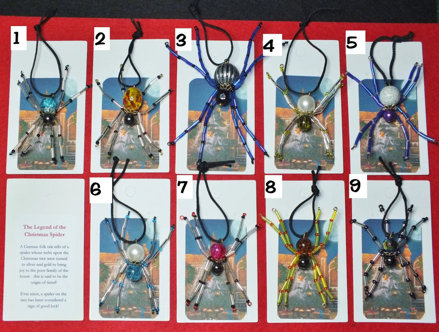 Christmas spider hanging tree charms with folk tale story card
