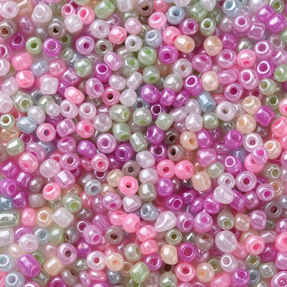 4mm pearlised mix glass seed beads, 50g