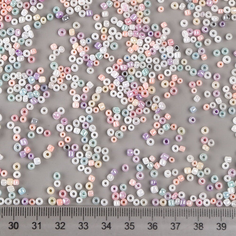 3mm pearlised mix glass seed beads, 50g