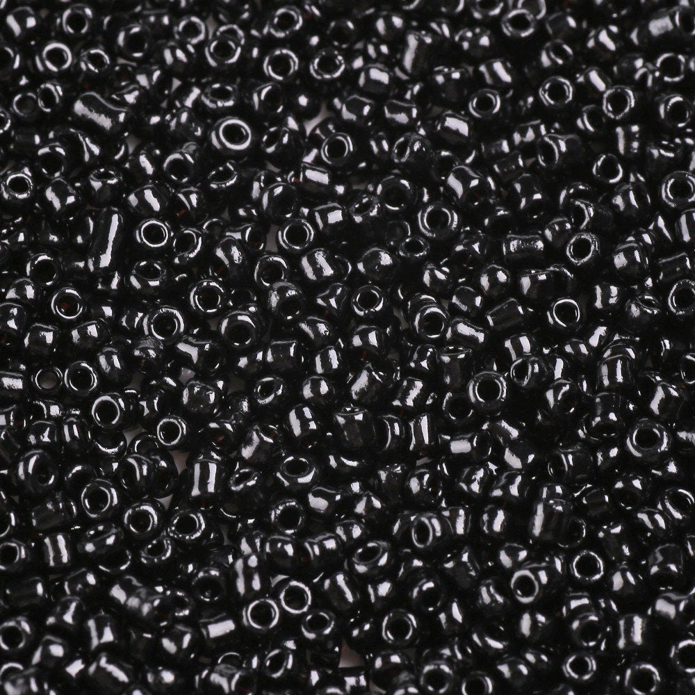 2mm black glass seed beads, 50g - 1kg