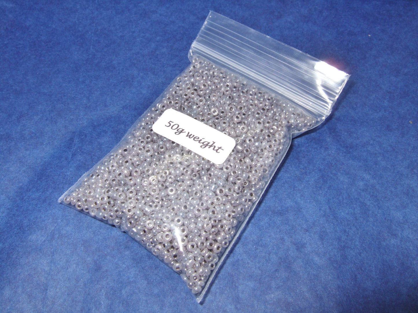 2mm glossy grey glass seed beads, 50g