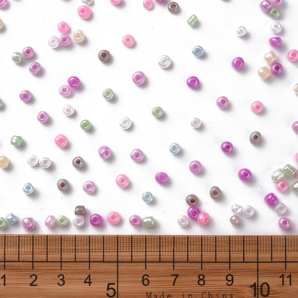 4mm pearlised mix glass seed beads, 50g