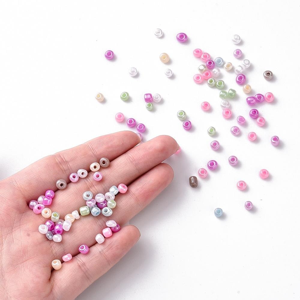 4mm pearlised mix glass seed beads, 50g
