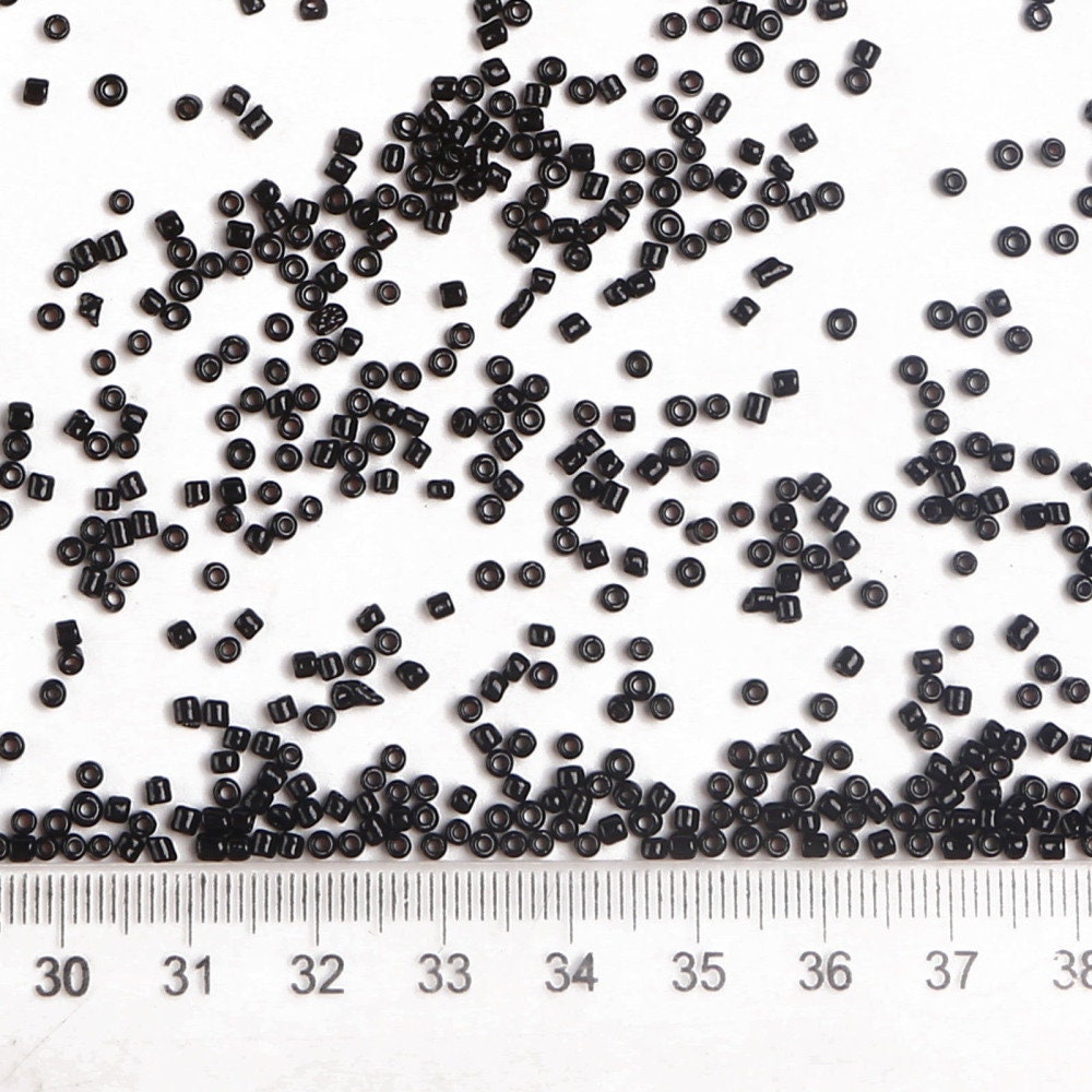 2mm black glass seed beads, 50g - 1kg