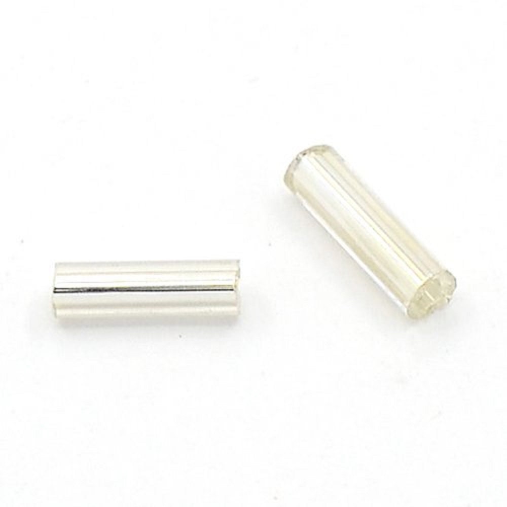 Silver lined clear 6mm glass bugle beads, 50g