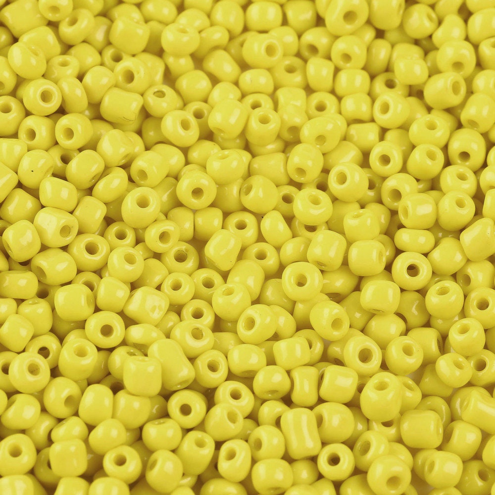 4mm yellow glass seed beads, 50g