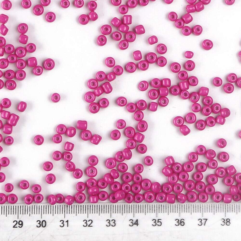 4mm fuschia pink glass seed beads, 50g