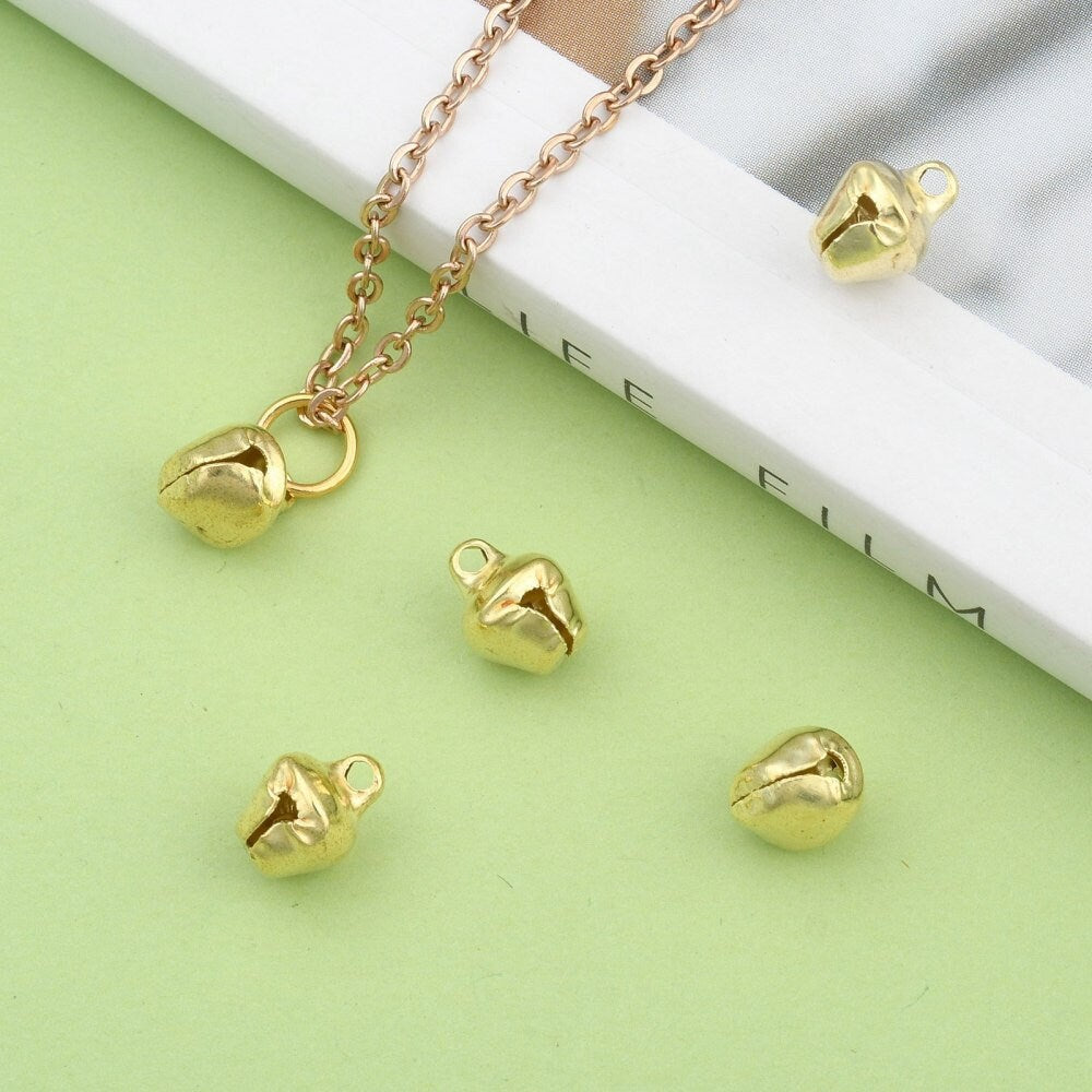 100pcs gold tone bell charms, 9.5mm