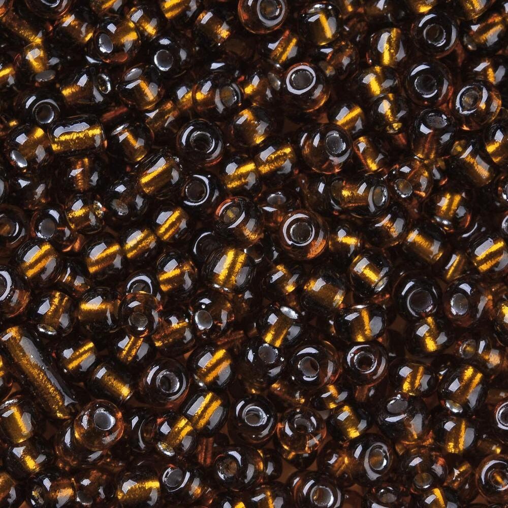4mm rich brown silver lined glass seed beads, 50g