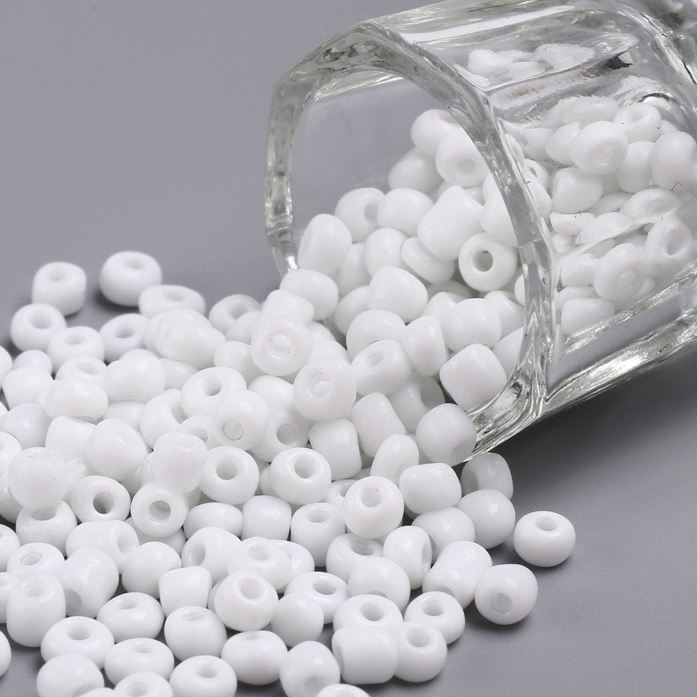 4mm white glass seed beads, 50g - 1kg