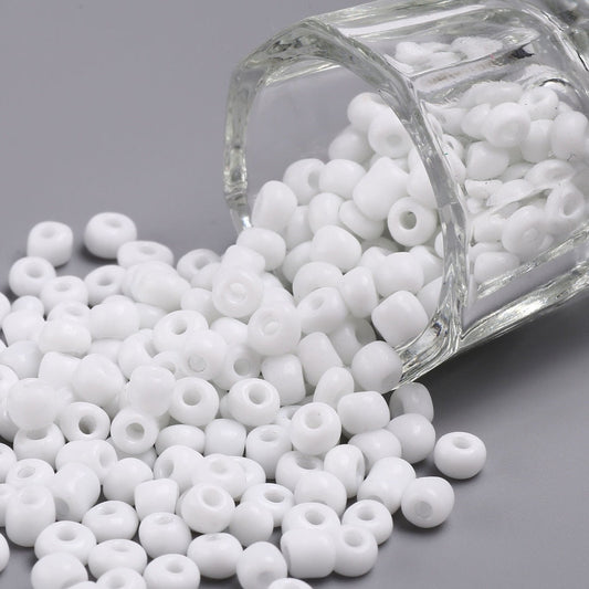 4mm white glass seed beads, 50g - 1kg