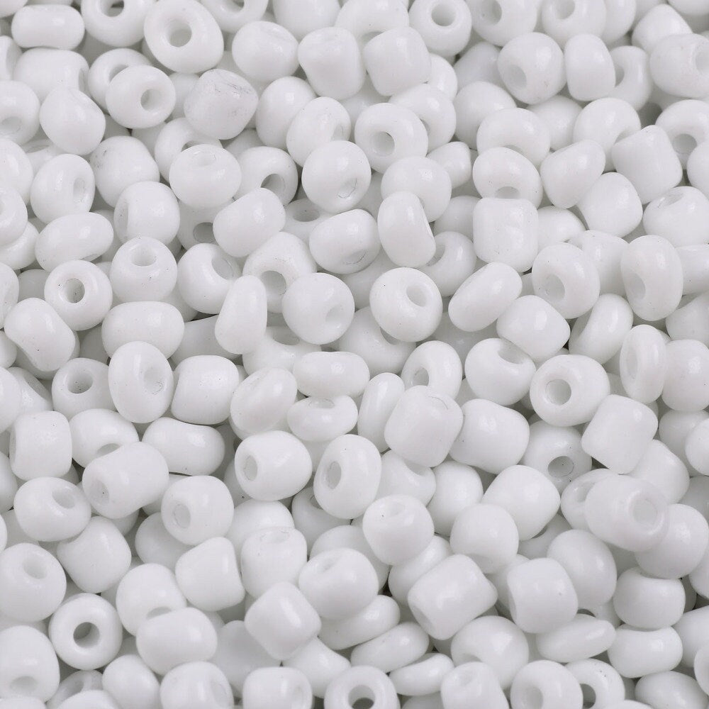 4mm white glass seed beads, 50g - 1kg