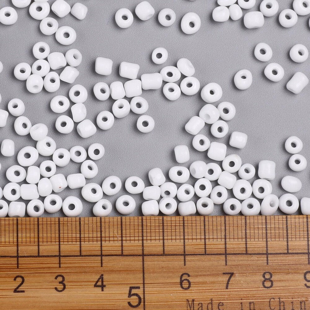 4mm white glass seed beads, 50g - 1kg