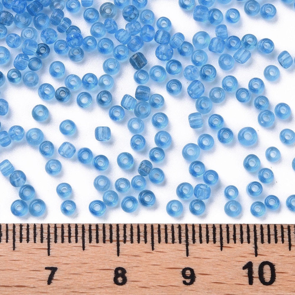 2mm deep sky blue glass seed beads, 50g