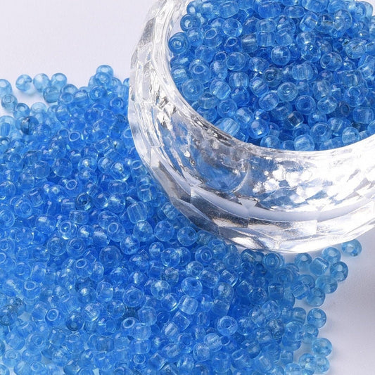 2mm deep sky blue glass seed beads, 50g