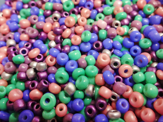 2.5-3mm Tutti Frutti mix glass seed beads. 50g