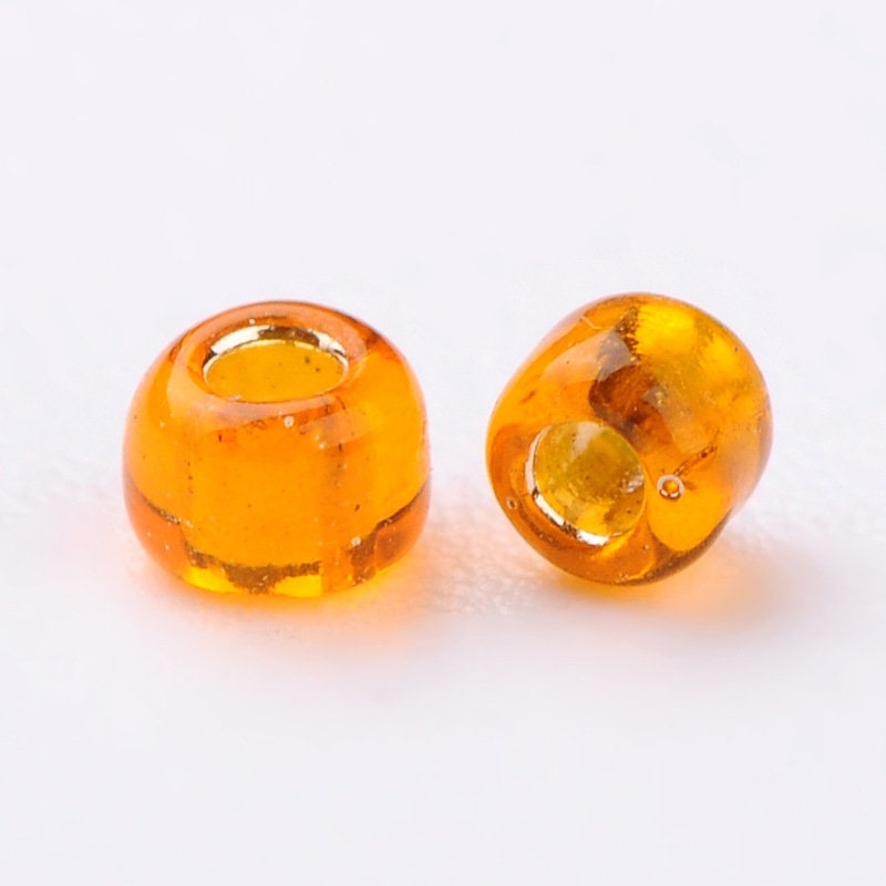 2mm orange silver lined glass seed beads, 50g