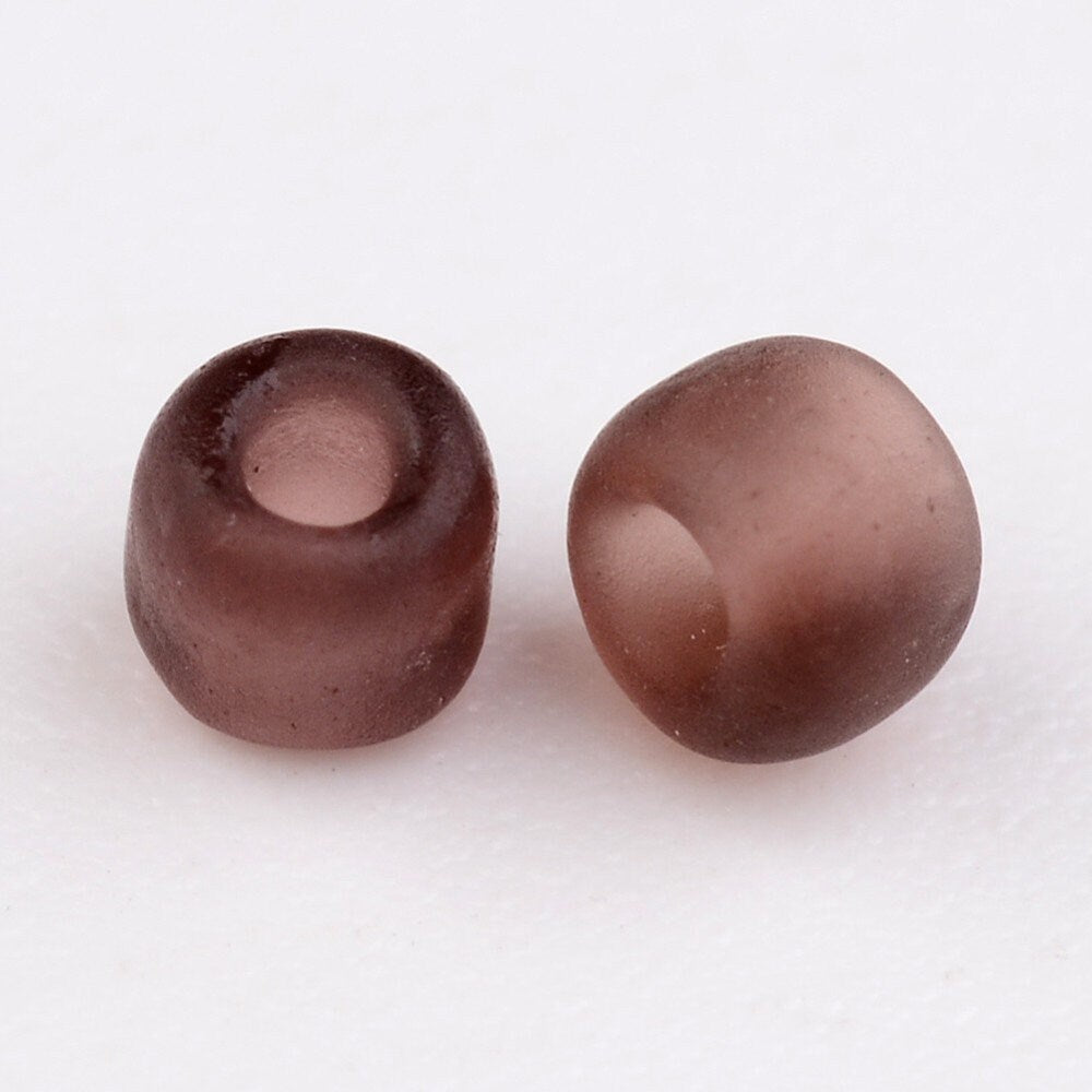 2mm brown frosted glass seed beads, 50g