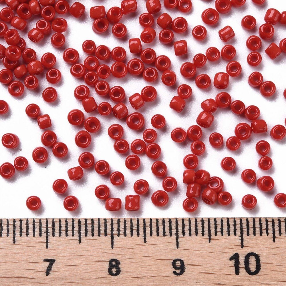 3mm crimson red glass seed beads, 50g