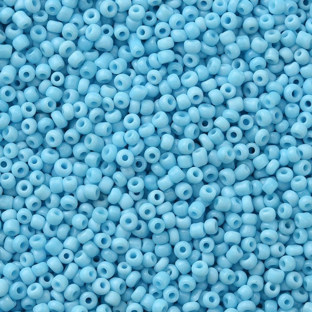 2mm light sky blue glass seed beads, 50g