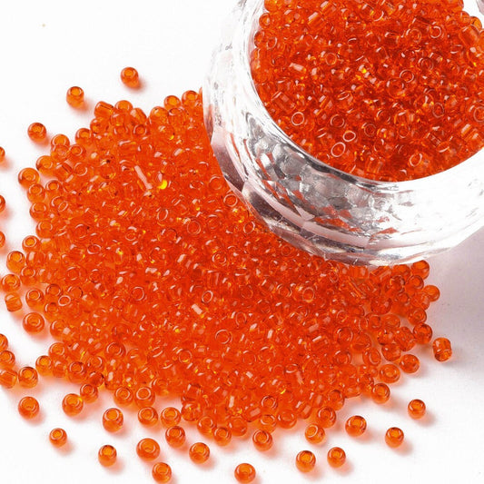 2mm dark orange glass seed beads, 50g