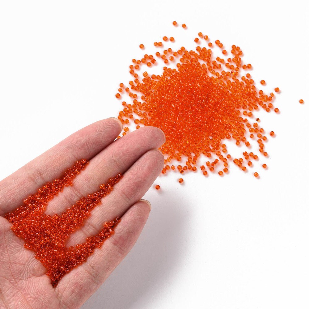 2mm dark orange glass seed beads, 50g