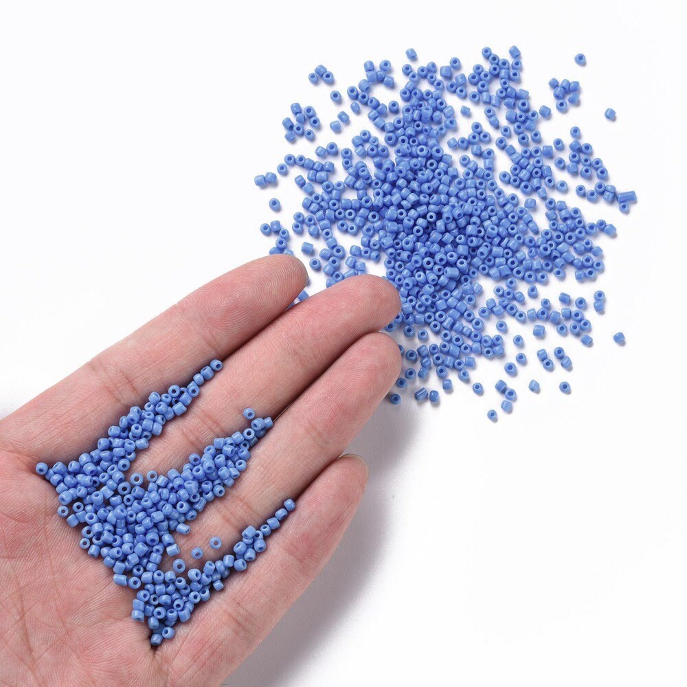 2mm cornflower blue glass seed beads, 50g