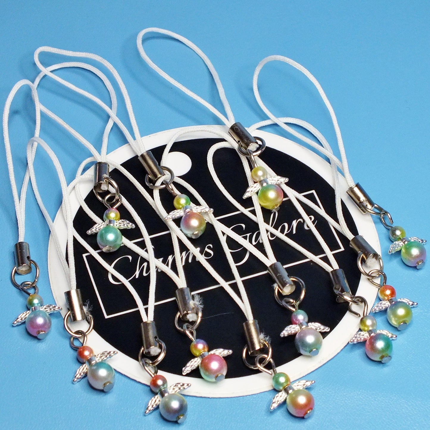 Rainbow mermaid angel charms (24-250pcs, plain, on clasps or lanyards)