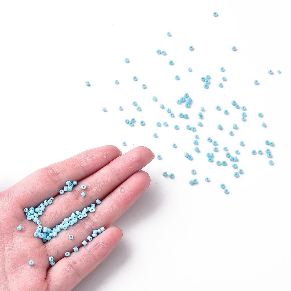 2mm light sky blue glass seed beads, 50g
