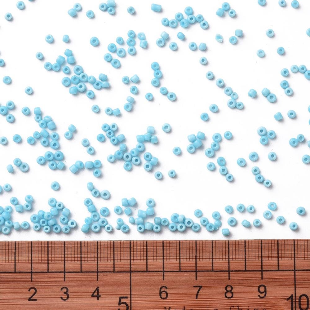 2mm light sky blue glass seed beads, 50g