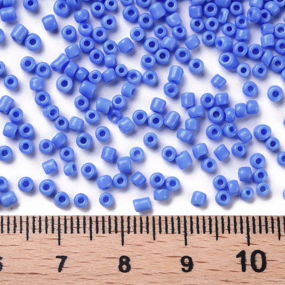 2mm cornflower blue glass seed beads, 50g