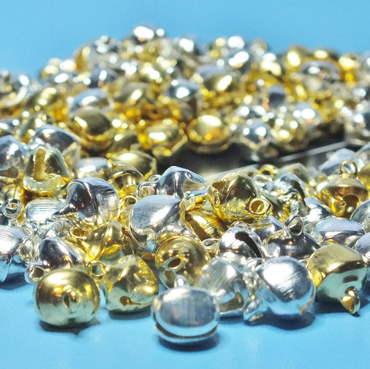 250pcs mixed silver & gold tone bell charms, 9.5mm