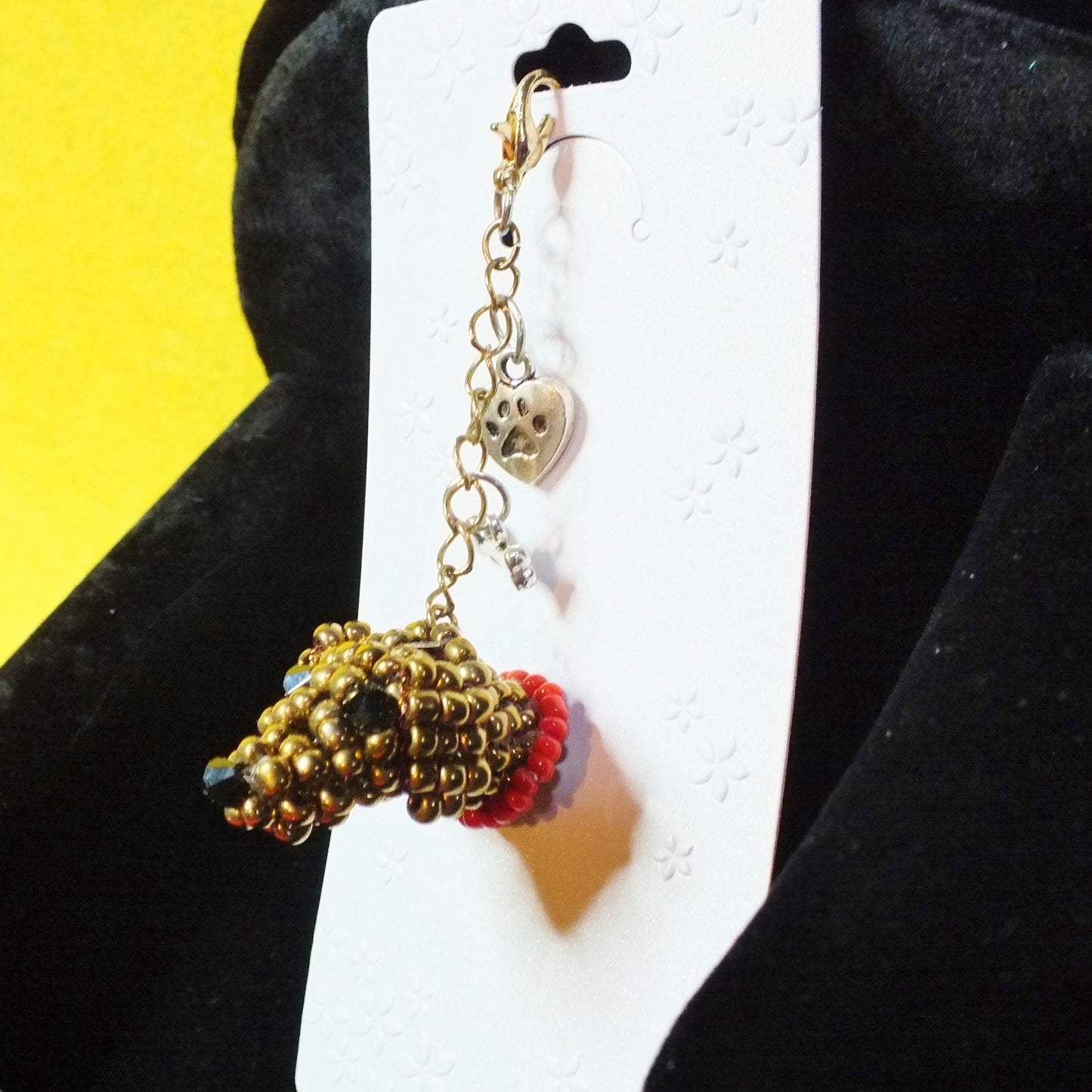 3D beaded Dachshund dog keyring / bag charm.