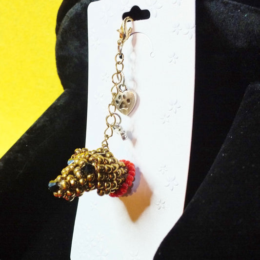 3D beaded Dachshund dog keyring / bag charm.